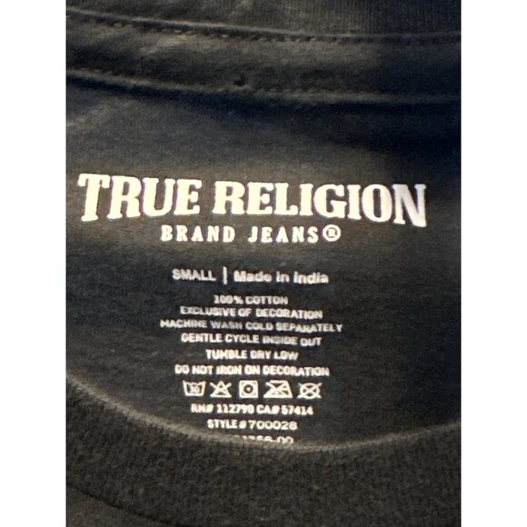 True Religion Graphic Black Tee Small 100% Cotton NWT Jet Black Style 700028 - Picture 2 of 5